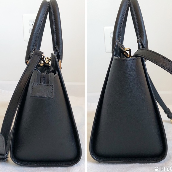 Michael Kors Selma Medium Top Zip Black Saffiano Leather Satchel Bag - Picture 6 of 16